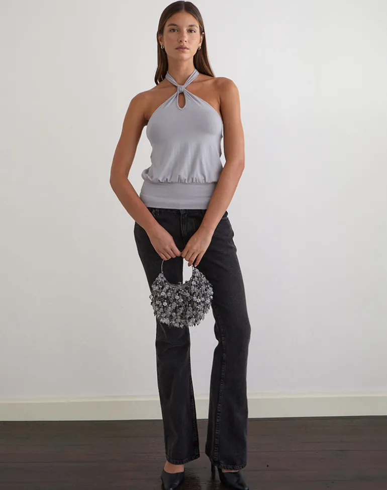 Giunea Knot Halter Top in Lilac Grey