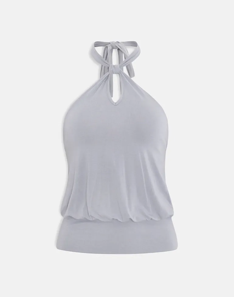 Giunea Knot Halter Top in Lilac Grey