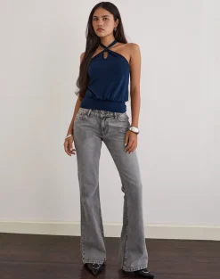 Giunea Knot Halter Top in Navy