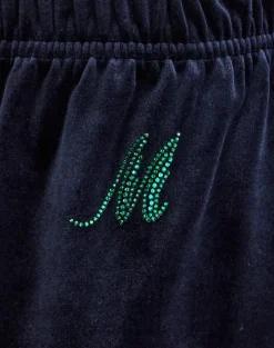 Glen Jogger in Velour Navy with 'M' Embelishment