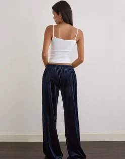 Glen Jogger in Velour Navy with 'M' Embelishment