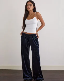 Glen Jogger in Velour Navy with 'M' Embelishment