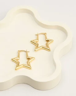 Gold Plated Star Hoop Earrings