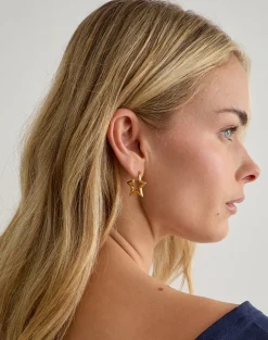 Gold Plated Star Hoop Earrings