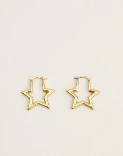 Gold Plated Star Hoop Earrings