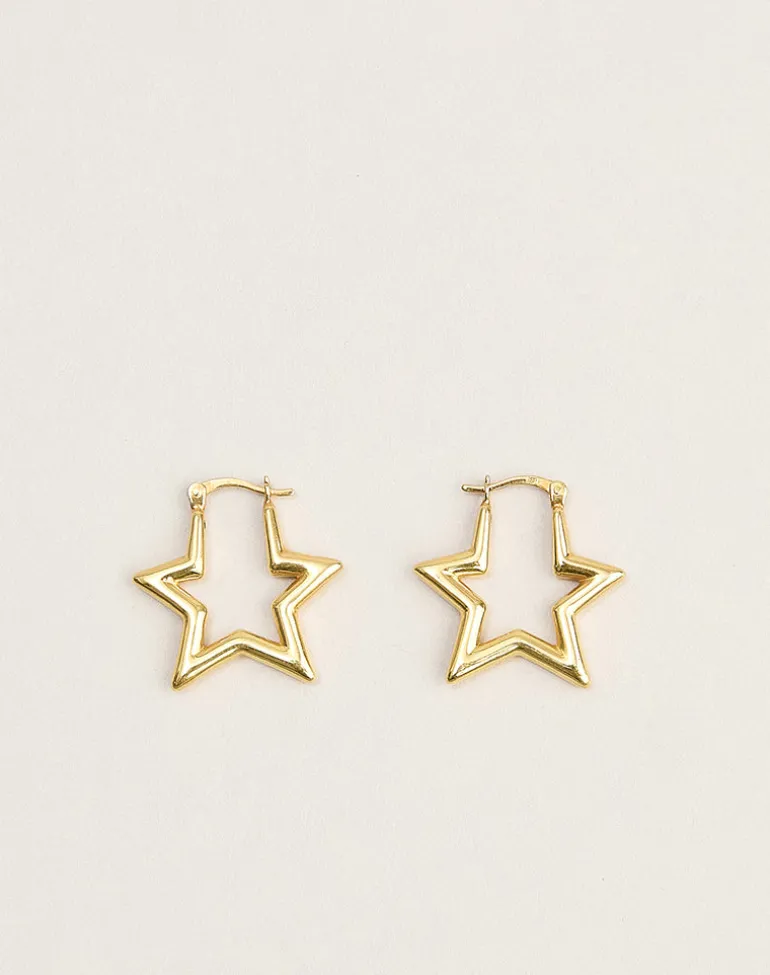 Gold Plated Star Hoop Earrings