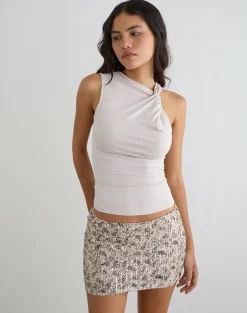 Govinda Mini Skirt in Paisley Sequin Gold
