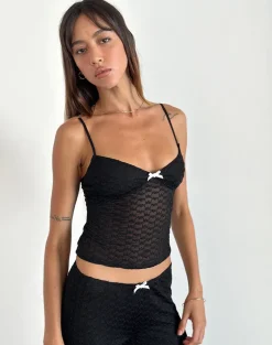 Grafika Cami Top in Black Heart Lace