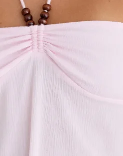 Grain Top in Crinkle Light Pink with Beads