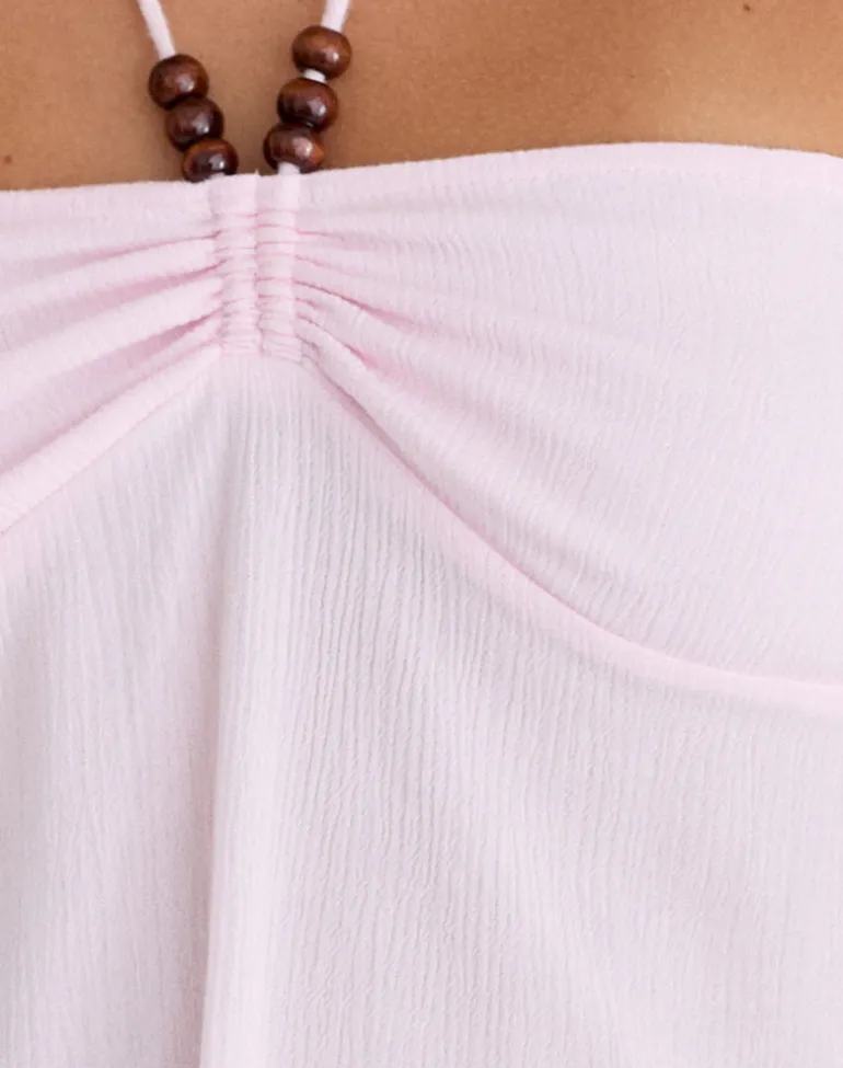 Grain Top in Crinkle Light Pink with Beads