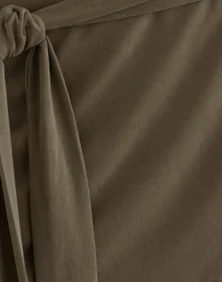 Grecia Tie Mini Skirt in Cupro Khaki
