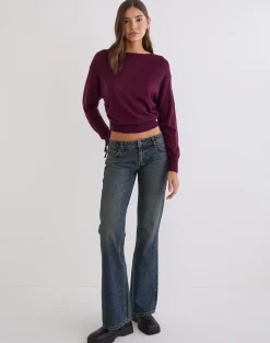 Grisha Long Sleeve Knit Top in Plum