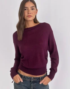 Grisha Long Sleeve Knit Top in Plum