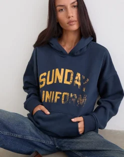 Guyton Hoodie in Navy with Sunday Uniform Graphic