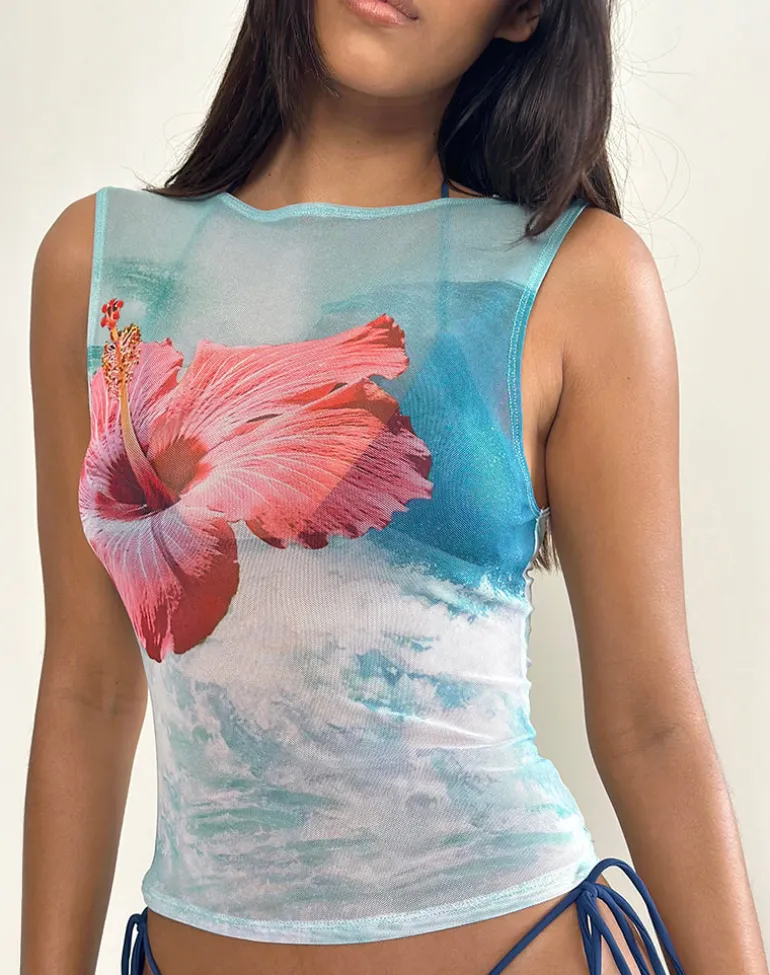Hala Top in Hibiscus Wave Blue