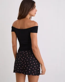 Haruto Skort in Ditsy Rose Garden Black