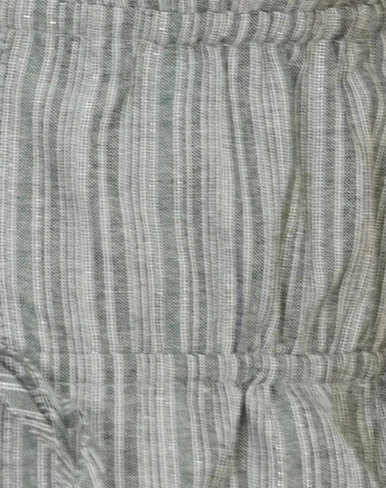 Hassna Double Tie Front Top in Green and White