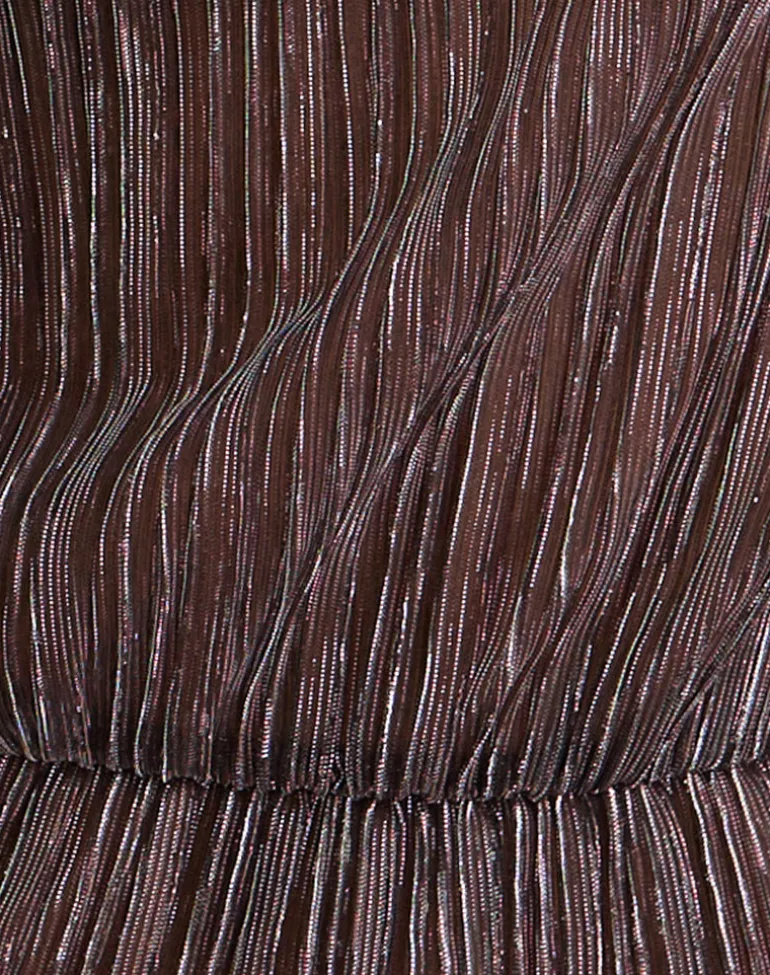 Hayba Drape Top in Plisse Brown
