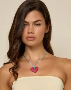 Heart Necklace in Resin Red