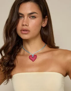 Heart Necklace in Resin Red