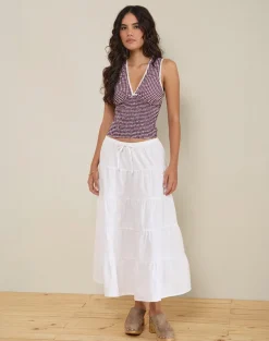 Hevalis Plunge Top in Mini Gingham Wine