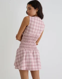 Hevoria Mini Dress in Basic Tartan Pink