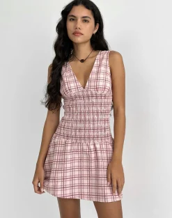 Hevoria Mini Dress in Basic Tartan Pink