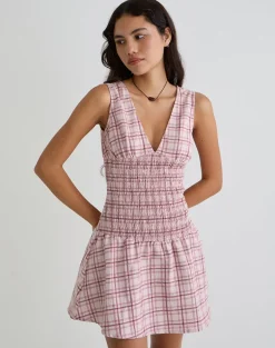 Hevoria Mini Dress in Basic Tartan Pink