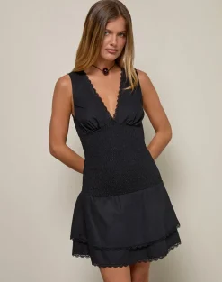 Hevosia Ruched Mini Dress in Black