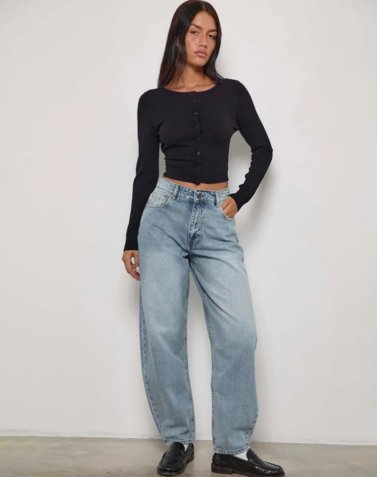 High Rise Barrel Jean in Blue