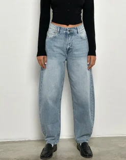 High Rise Barrel Jean in Blue