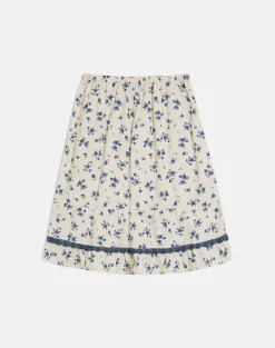 Ilaria Midi Skirt in Ditsy Leaf Rose Navy