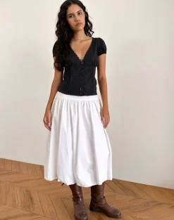 Ilias Corset Top in Poplin Black