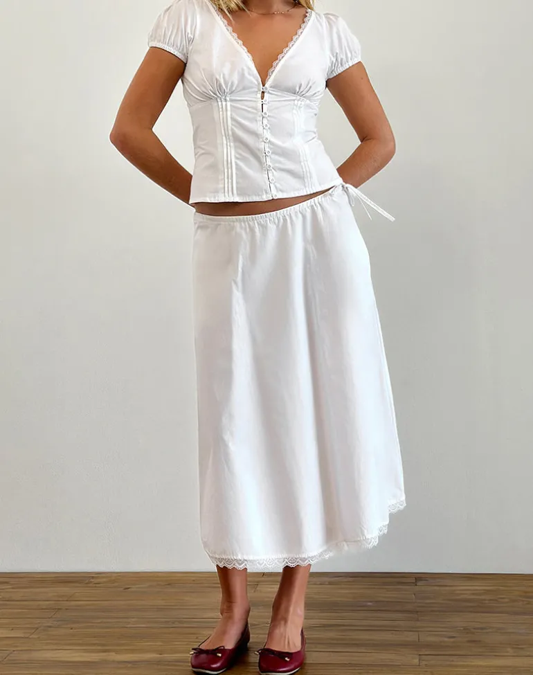 Ilias Corset Top in Poplin White