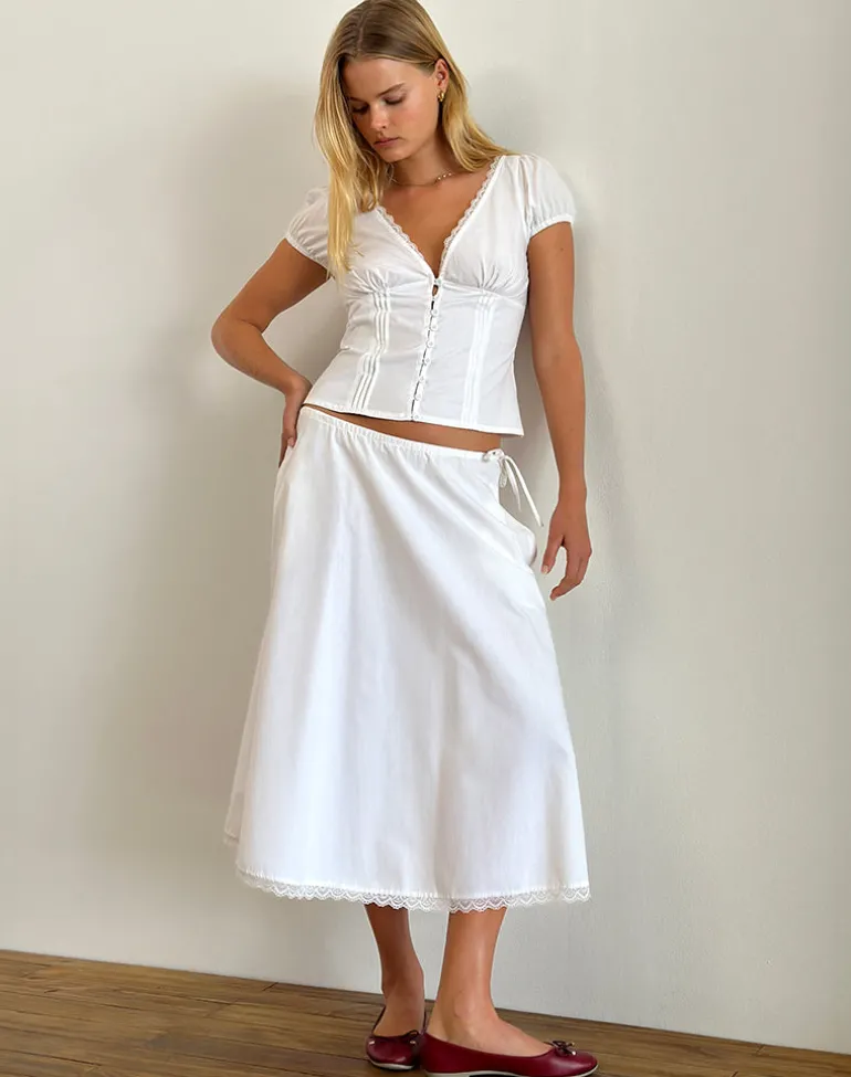 Ilias Corset Top in Poplin White