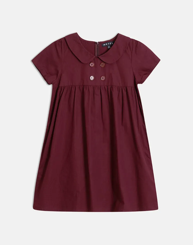 Imiraty Babydoll Mini Dress in Poplin Maroon
