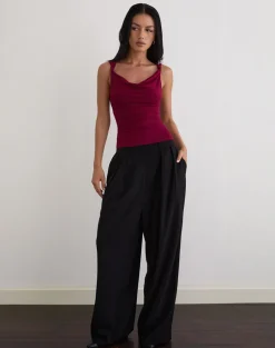 Imrie Open Back Top in Rayon Jersey Burgundy