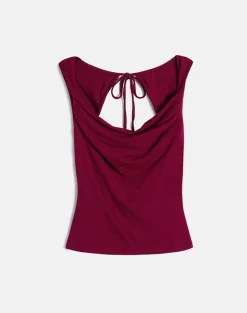 Imrie Open Back Top in Rayon Jersey Burgundy