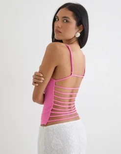 Inaja Cut Out Cami Top in Jersey Deep Pink