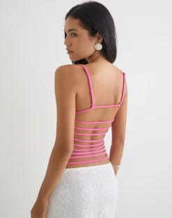 Inaja Cut Out Cami Top in Jersey Deep Pink