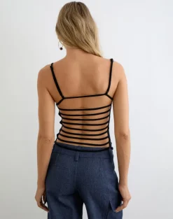 Inaja Cut Out Cami Top in Jersey Black