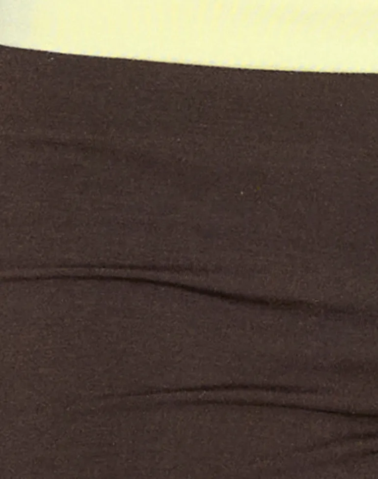 Inrida Halterneck Top in Chocolate Brown and Lemon