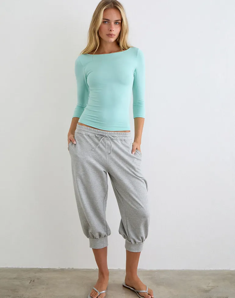 Ione Quarter Sleeve Top in Aqua