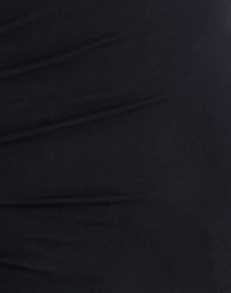 Ishika Asymmetric Neck Top with Eyelets in Black
