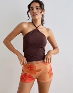 Istora Shorts in Watercolour Hibiscus Orange