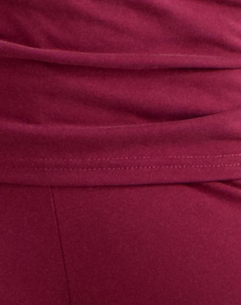 Jacita Low Rise Trousers in Cupro Burgundy