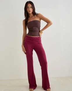 Jacita Low Rise Trousers in Cupro Burgundy