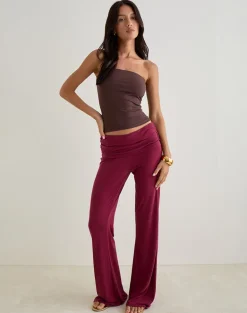 Jacita Low Rise Trousers in Cupro Burgundy