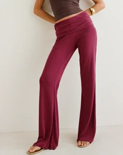 Jacita Low Rise Trousers in Cupro Burgundy