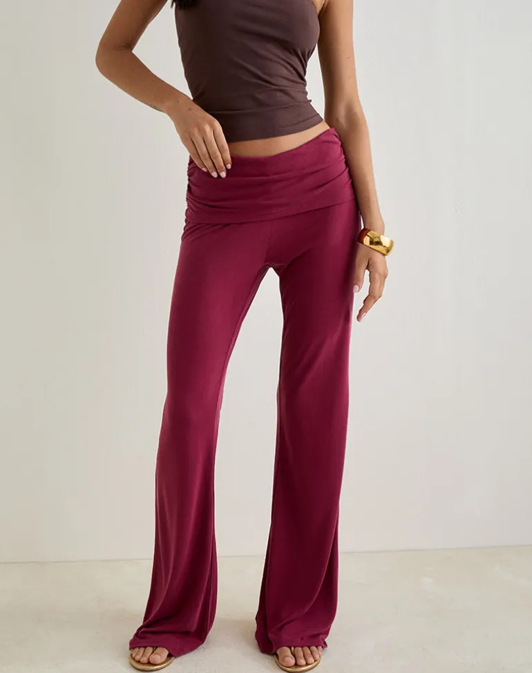 Jacita Low Rise Trousers in Cupro Burgundy